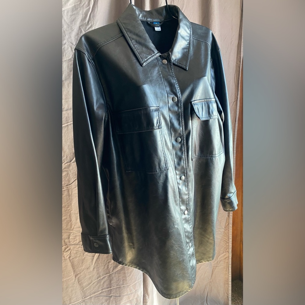 Black Faux Leather Jacket Size XL